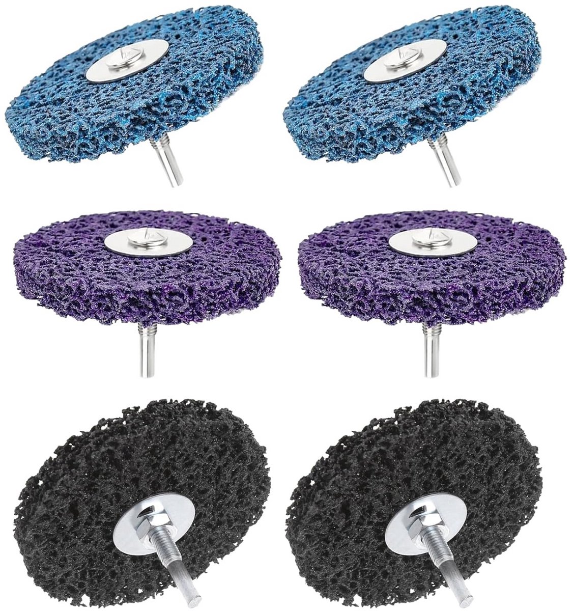 Set van 6 CSD Reinigingsschijven 100mm voor Haakse Slijper - Diverse Kleuren - Grove Schuurschijven voor Roest en Oxidaie