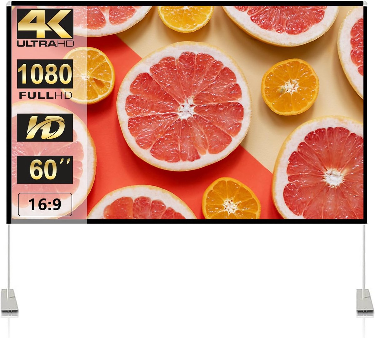 Draagbaar Projectorscherm 60 Inch met Standaard - 16:9 4K HD en Kreukvrije Stof