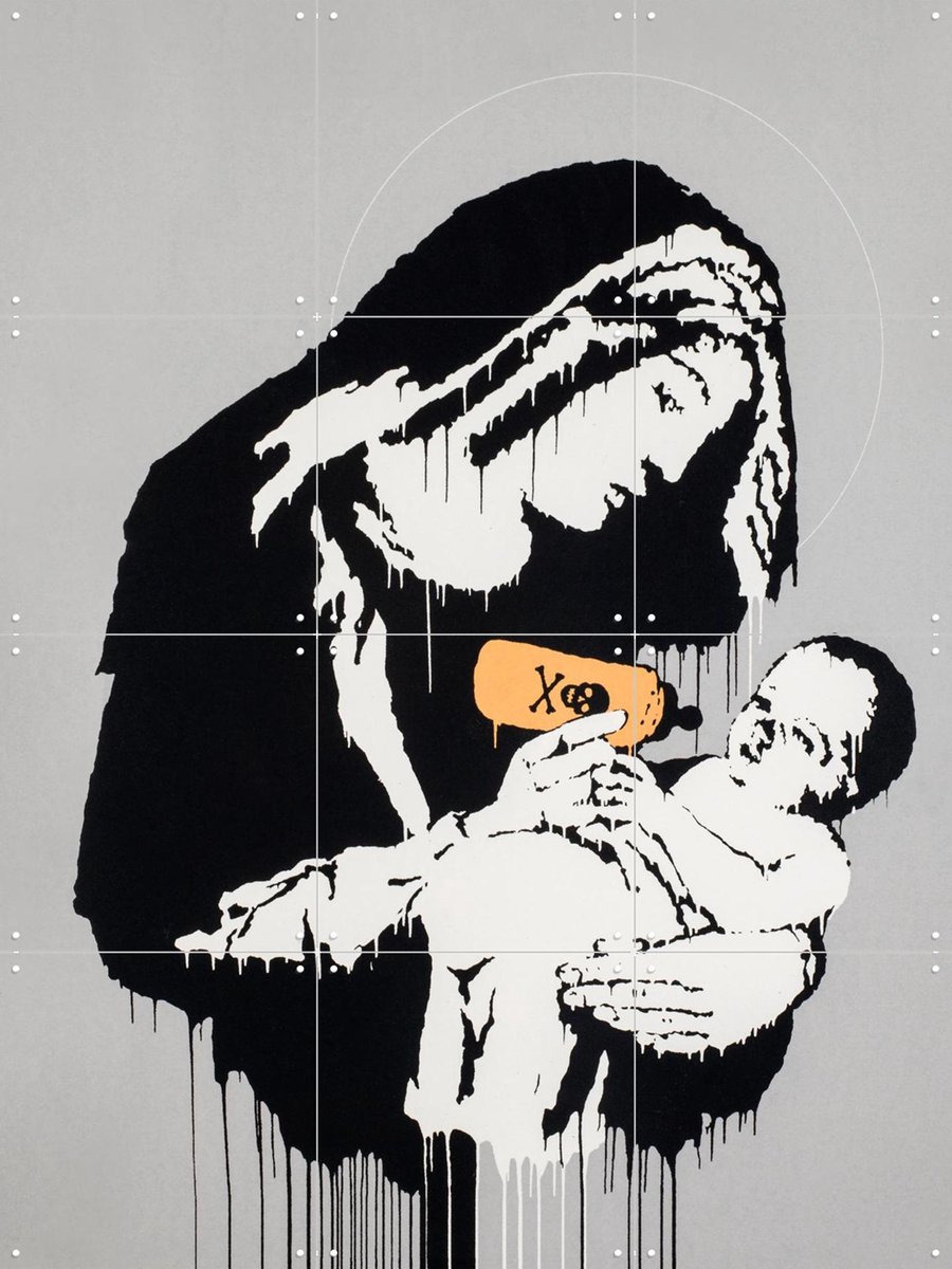 IXXI Toxic Mary, Banksy - 60 x 80 cm - Gratis ophangtool - Grote wanddecoratie en posters - Speels, Pop art, Street art, Illustraties, Mancave
