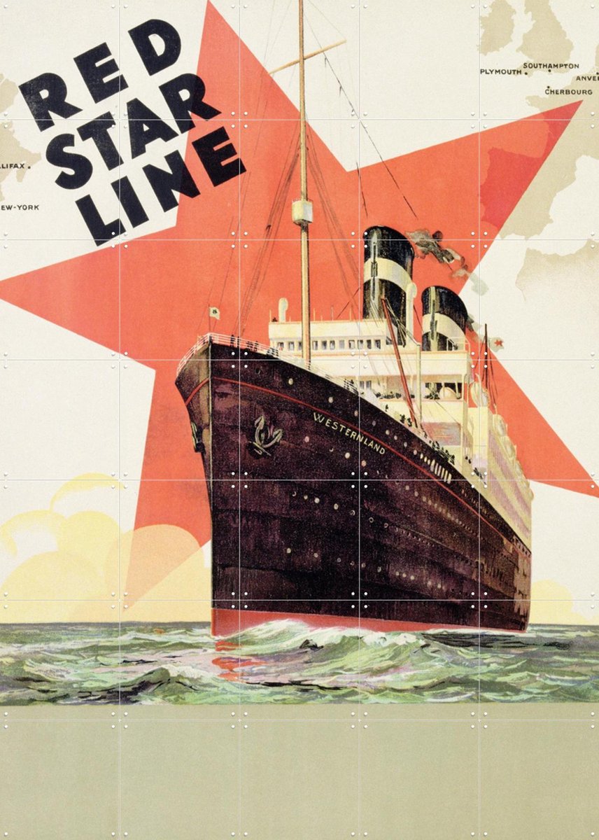 IXXI Red Star Line, Bridgeman Images - 100 x 140 cm - Gratis ophangtool - Grote wanddecoratie en posters - Illustraties, Vintage, Art Deco, Grafisch