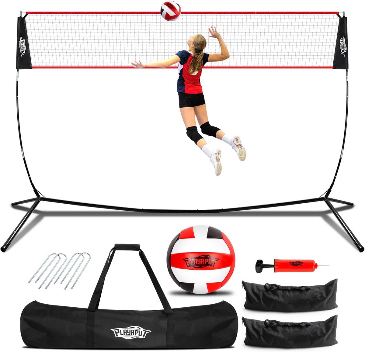 Draagbaar Volleybalnet Set - In Hoogte Verstelbaar Trainingsnet voor Binnen & Buiten