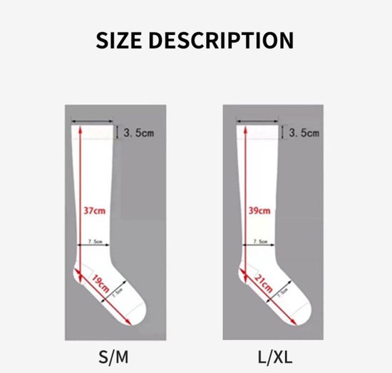 Set van 6 paar lange kousen - Compressiesokken - Sportcompressiesokken - Compressiesokken combiset - Lange compressiesokken voor dames - Compressiesokken voor dames - Elastische yogasokken - Kuitsokken - L/XL van Merkloos — afbeelding 3