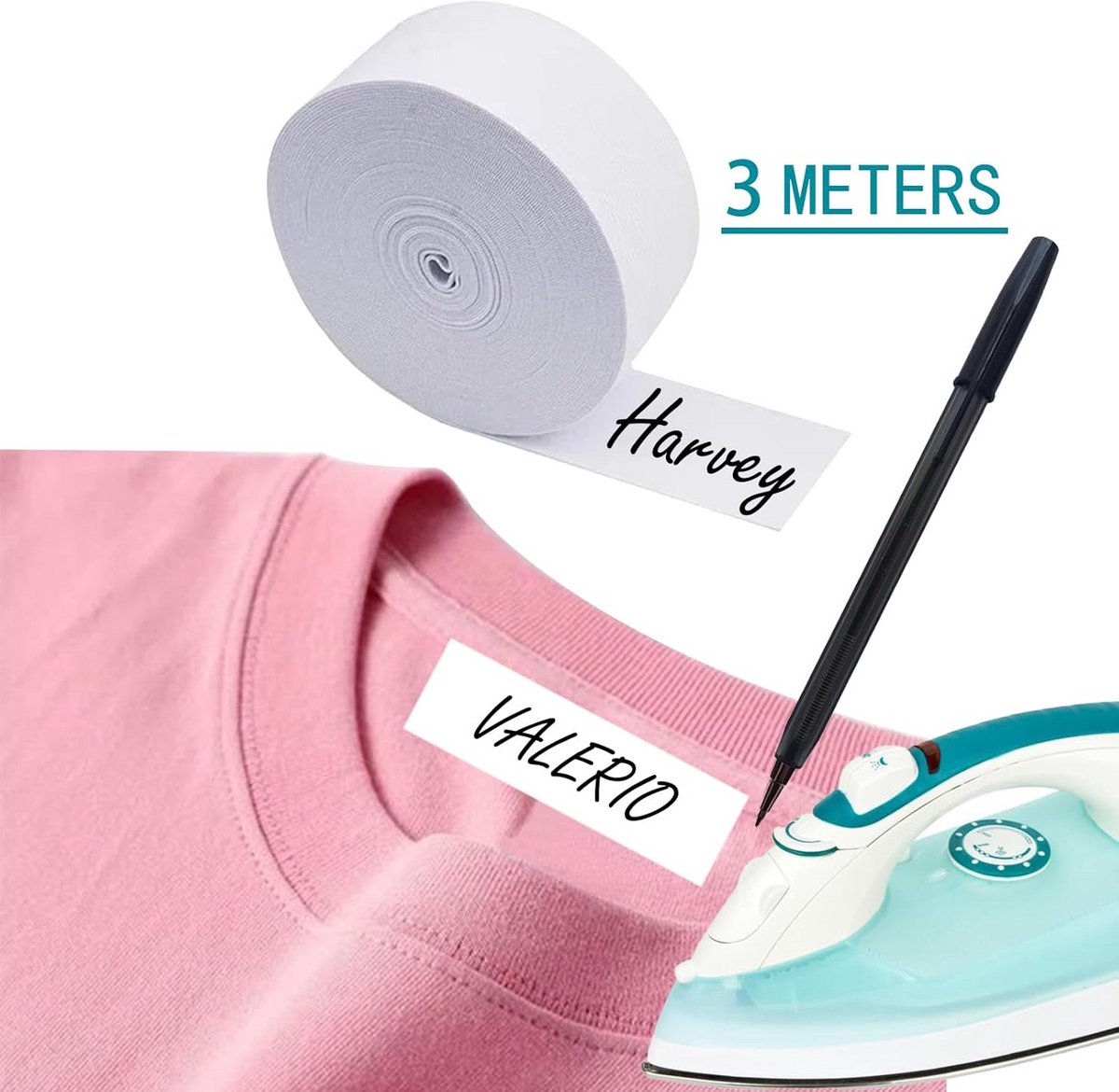 Strijklabels voor Kleding Kinderen - Naamlabels met Pen - Naambandjes Wasbaar