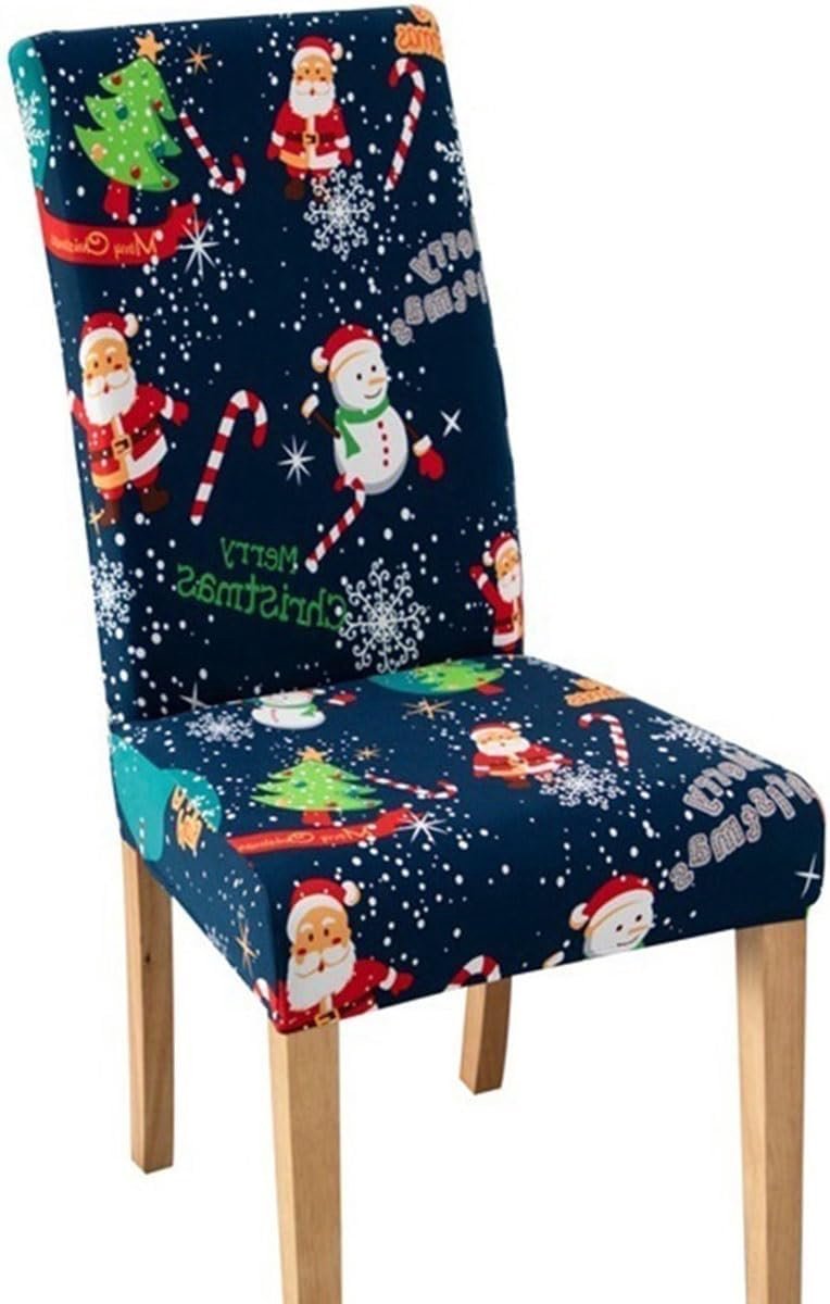 Kerst Stoelhoezen Set - Elastische Sneeuwvlok Eetkamerstoelhoezen voor Feestdagen Decoratie