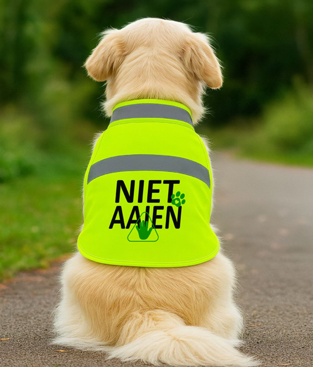 Geel honden hesje - Niet aaien (hand) - met reflectie - Small - De gele hond, voor signalering en veiligheid.