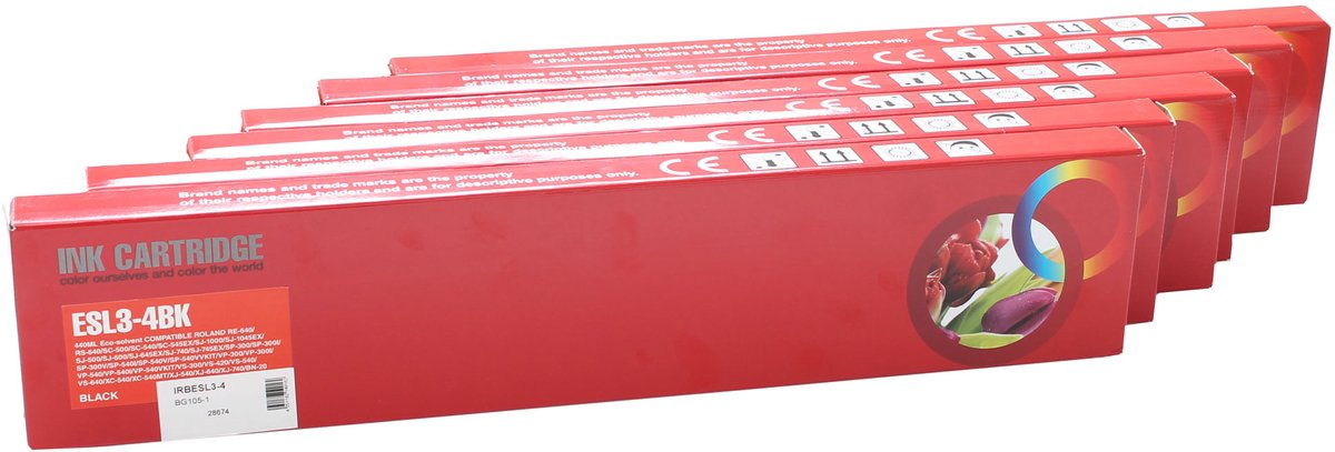 ABC huismerk set 6x inktcartrigde geschikt voor Roland ESL3-4 RS540 RS640 SC500 SC540 SC545 SJ540 SJ640 SJ645 SJ740 SJ745 SJ1045 SP300i SP540i
