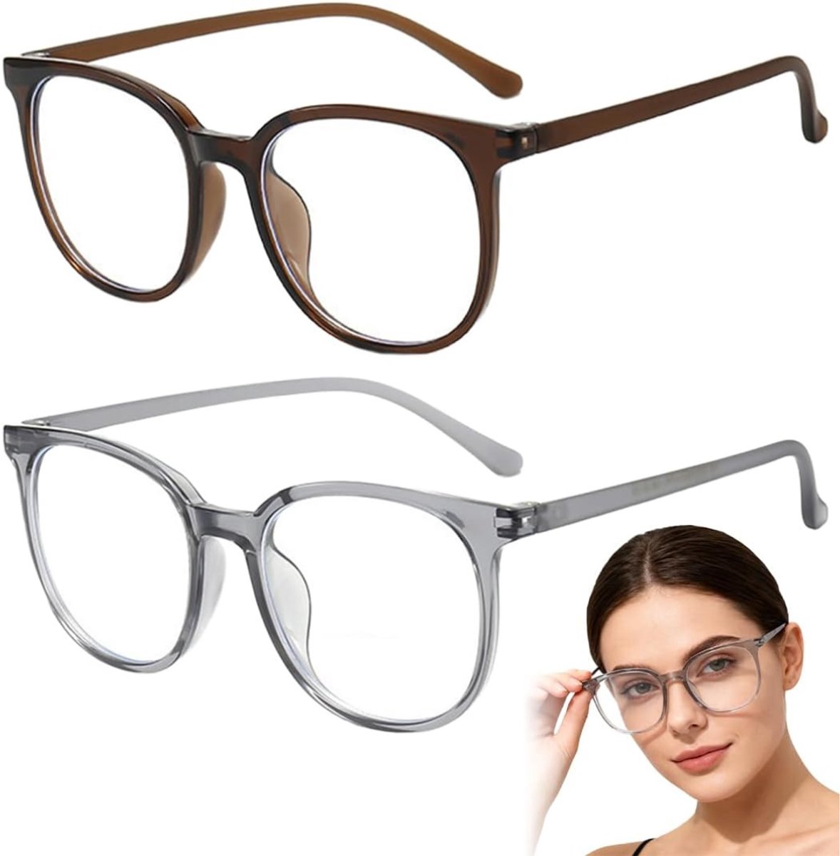 Blauw Licht Bril Zonder Sterkte - Blue Light Glasses - Computerbril -Bruin en grijs