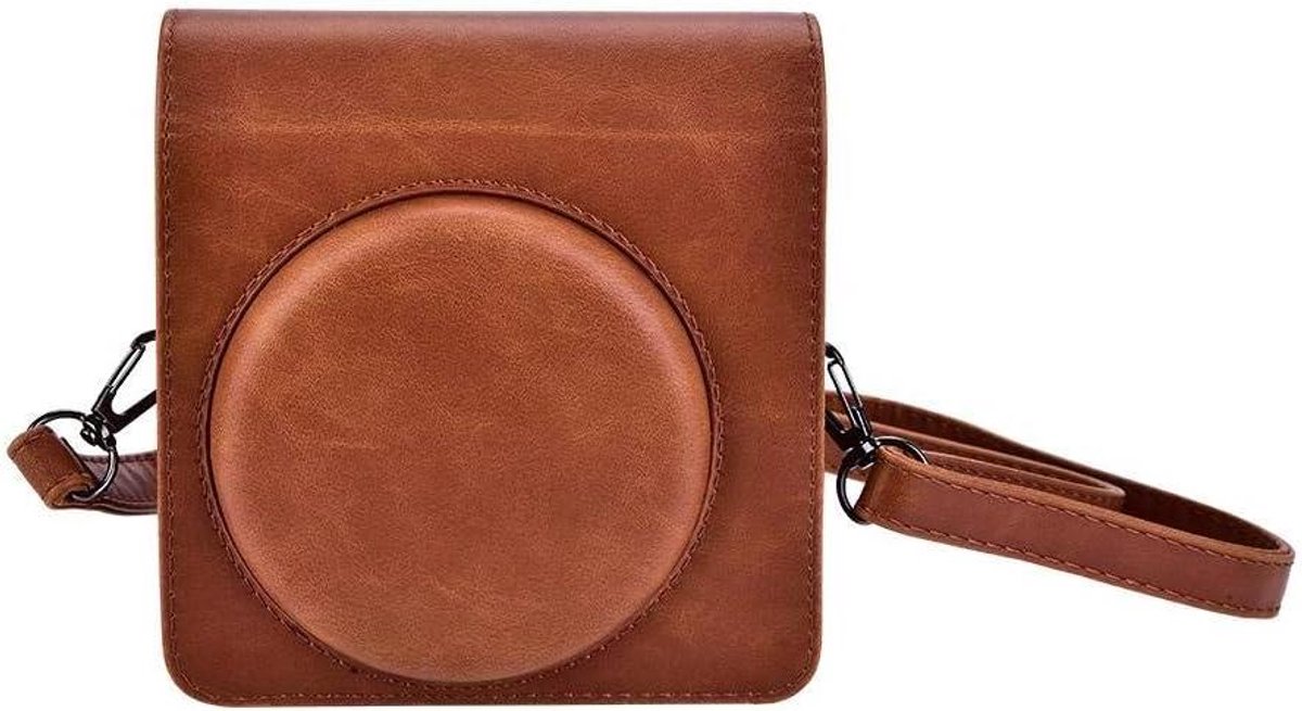 Mini cameratas van PU-leer met afneembare schouderriem - bruin - compact en stijlvol