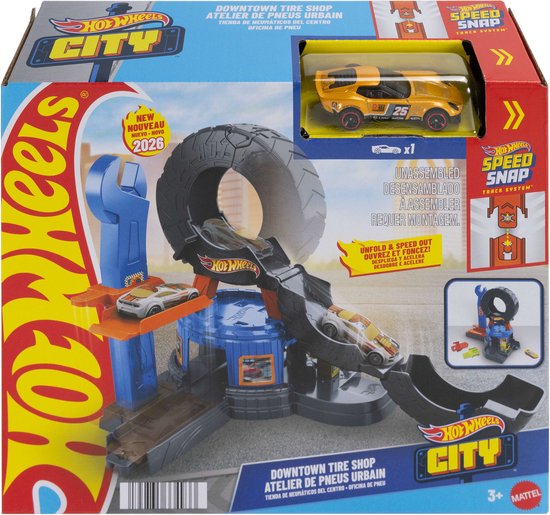 Hot Wheels City Centrum Bandenwerkplaats - Speelset en speelgoedauto - Geschikt voor het snel-klik-baansysteem van Hot Wheels — afbeelding 4