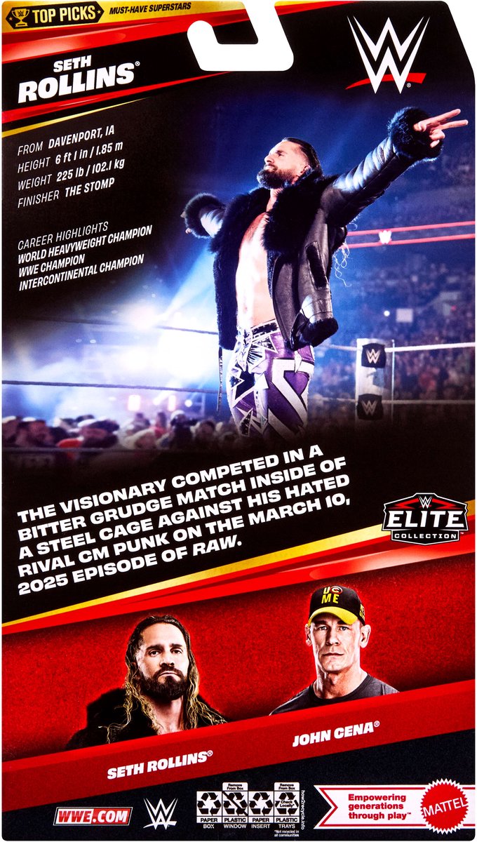 Mattel WWE actiefiguur Seth Rollins - Elite Collectie 15 cm speelgoed.