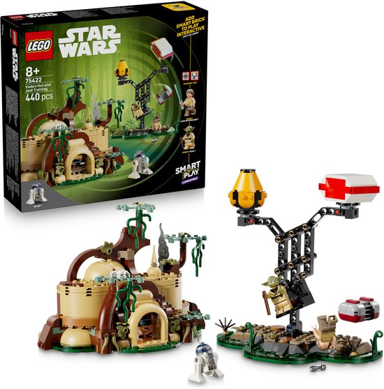 LEGO® Star Wars™ SMART Play™: Yoda's Hut en Jedi Training - Bouwspeelgoed voor Rollenspellen - Compatibele Set met 2 SMART-Tags en 2 LEGO Minifiguren - Cadeau voor Jongens, Meisjes en Kinderen Vanaf 8 Jaar - 75422