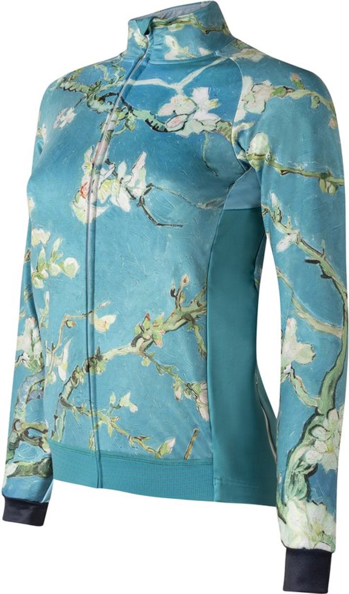 Blauwe dames winter fietsjas - Ingeklikt - Amandelbloesem Vincent Van Gogh - Winddicht en waterafstotend - XL (40-42)