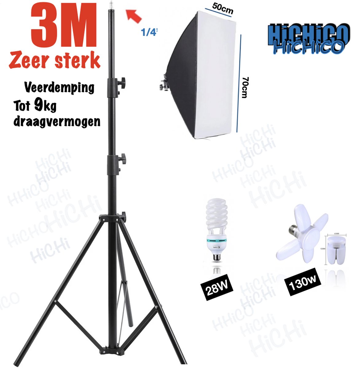 HiCHi® Studiofotografie Softbox Studiolamp 95~3M hoog