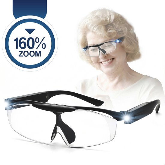 Premium Commerce® - Vergrootglas Bril - Loepbril met LED verlichting - Vergrootbril - Incl. opberghoes!