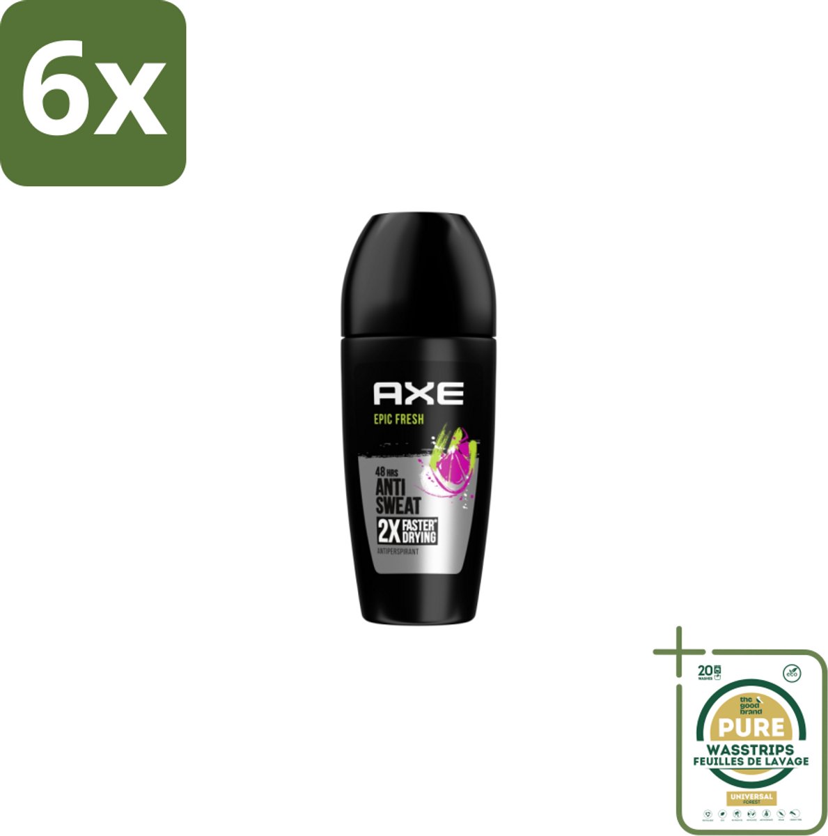 Axe – Deodorant Roller – Epic Fresh – 50 ml - Voordeelverpakking - 6 stuks - Geur - Oksel