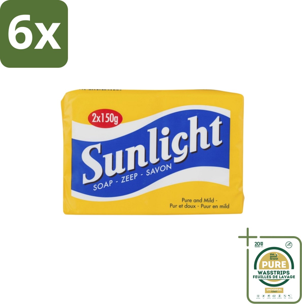 Sunlight – Huishoudzeep – Klassiek – 150 g - Voordeelverpakking - 6 stuks - Was - Schoonmaken