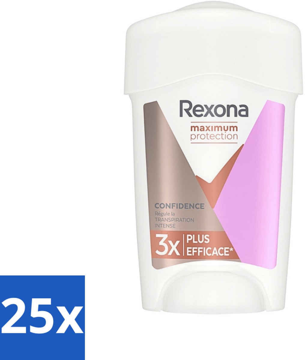 25 x Rexona Deodorant Anti-transpirant Stick Confidence 45 ml - Anti-transpirant - Zweetbescherming - Zweetcontrole - Vrouwelijke Zweetbescherming - Droge Oksels