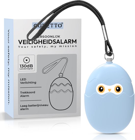 QURETTO® Alarme Personnel 130 dB – Alarme d'urgence avec goupille de sécurité & cordon – Alarme de sécurité en forme d'œuf porte-clés – Pour femmes & enfants – Autodéfense & répulsif