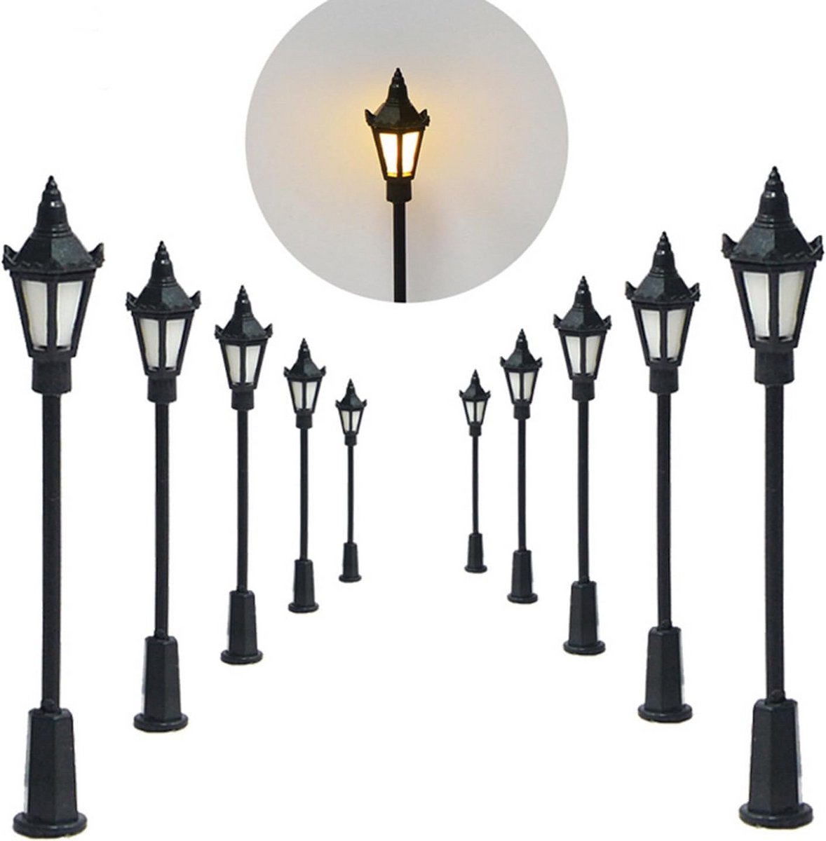 20 stuks LED Straatlantaarns in schaal 1:100 voor Modelspoorbanen en Diorama's
