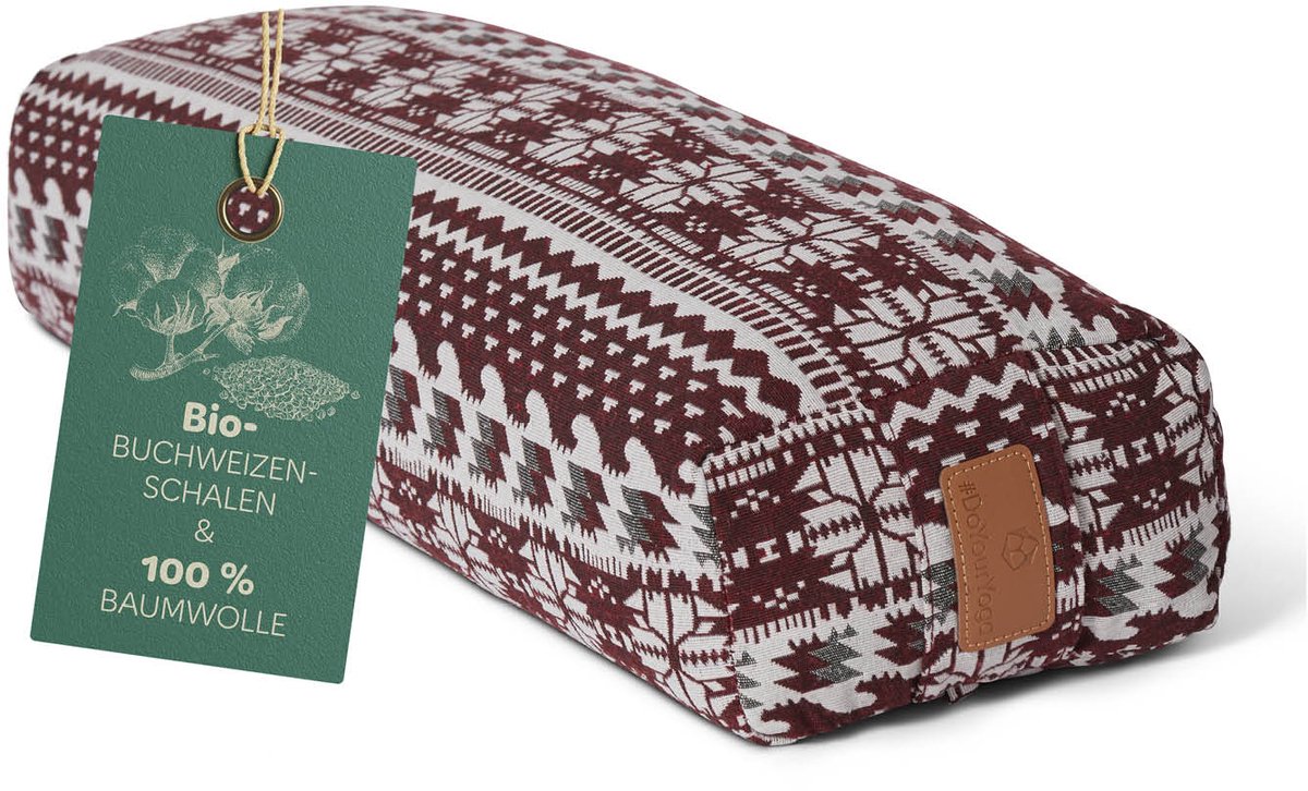 #DoYourYoga - Hoekig Yoga bolster - »Paravati« - Meditatiekussen met bio-organische boekweit schalen vulling - L67 cm & diam.13 cm - Style (9)