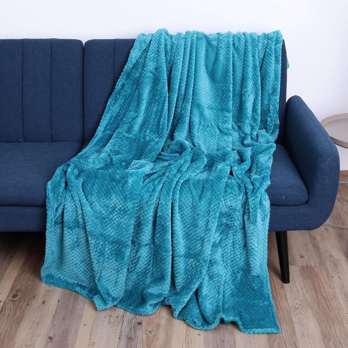 Extra Zachte Flanellen Woondeken 150x200 cm Petrol - Luxe Plaid voor Bank en Bed