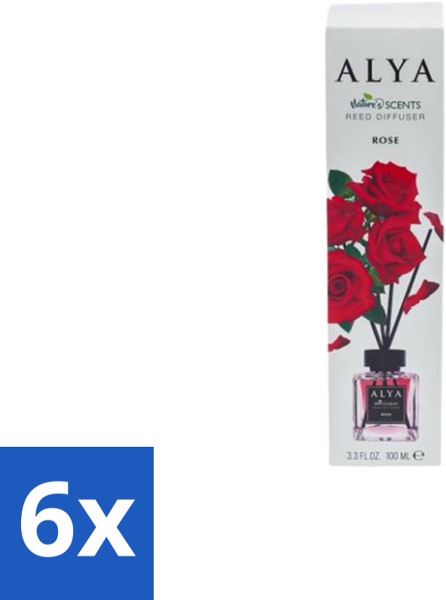 Alya – Geurdiffuser – Rose – Interieurparfum - Voordeelverpakking - 6 stuks