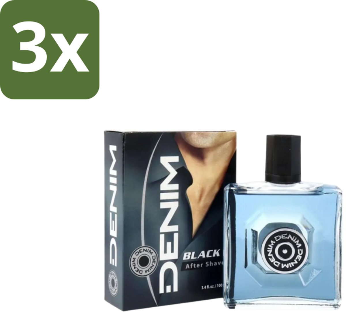 Denim – Aftershave – Black – 100 ml - Bulkverpakking - 3 stuks