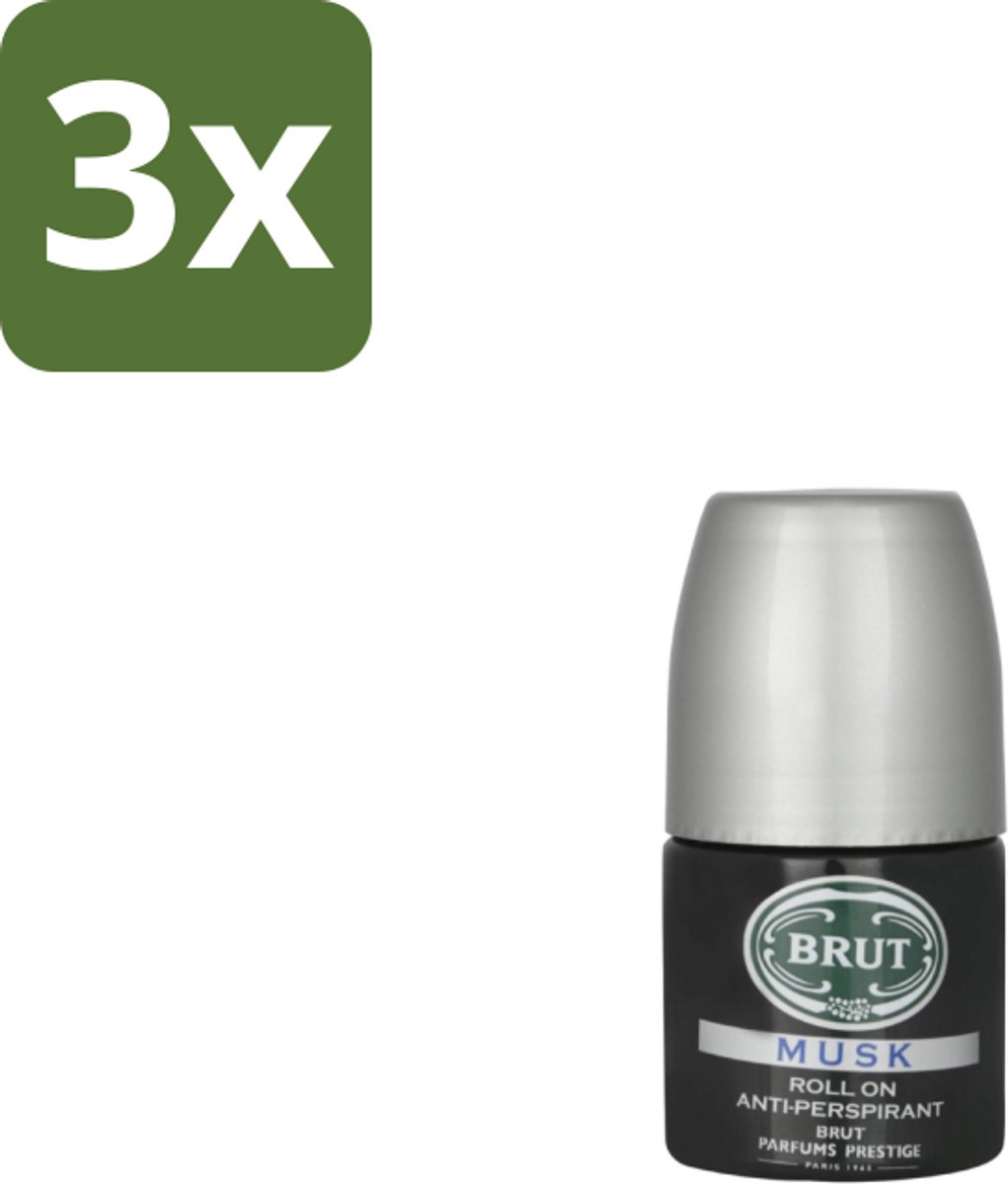 Brut – Deodorant Roller – Musk - 50 ml - Bulkverpakking - 3 stuks
