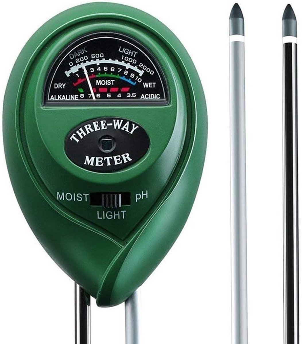 3-in-1 Bodemtester: pH-, Vocht- en Lichtmeter voor Tuin en Binnenplanten