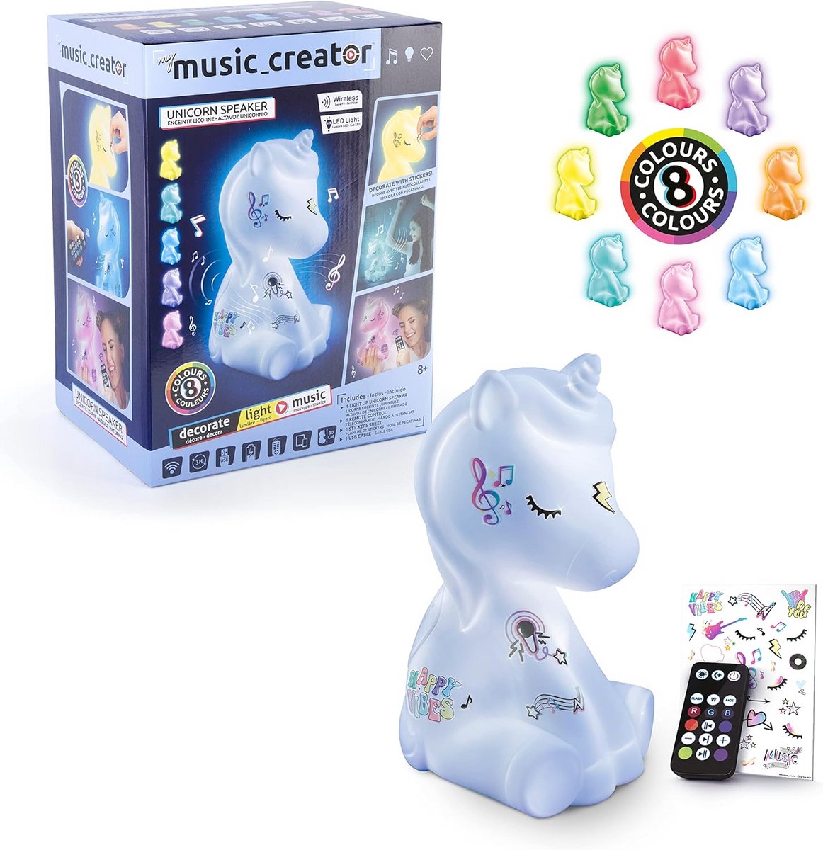 Draadloze Eenhoorn Speaker met Kleurenlamp en Stickers
