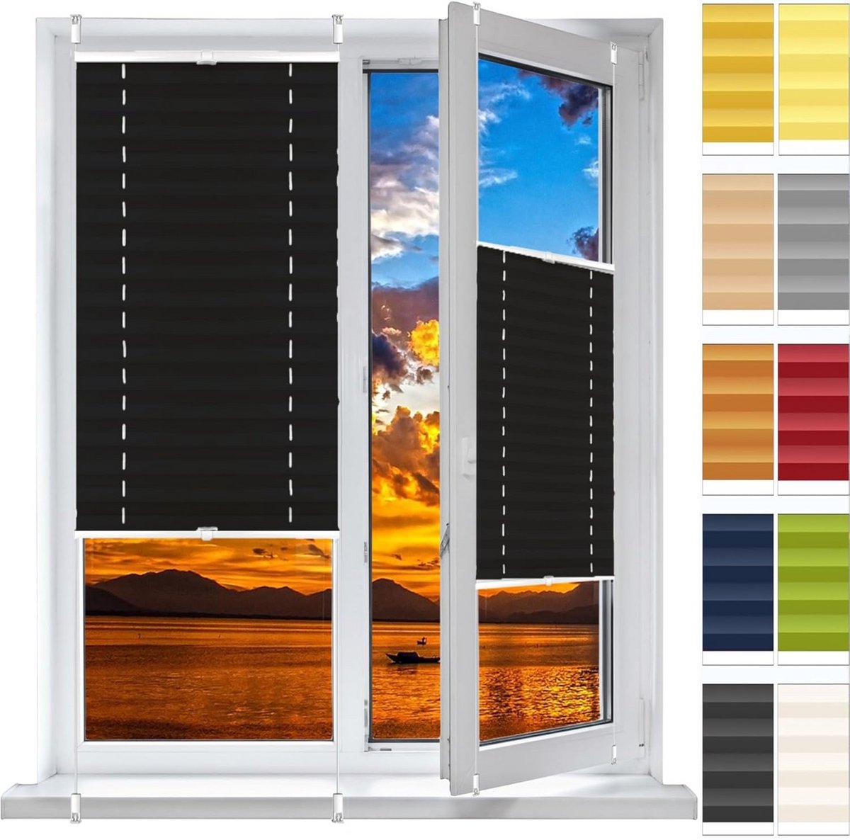 Zwart Plisségordijn 70x175 cm - Klemfix Montage Zonder Boren voor Raam en Deur