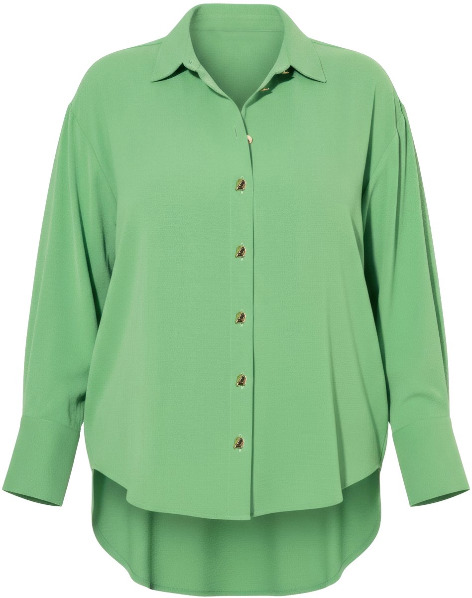 Studio Untold - Dames - Overhemdblouse oversized sierknopen - Appelgroen - Maat 58+
