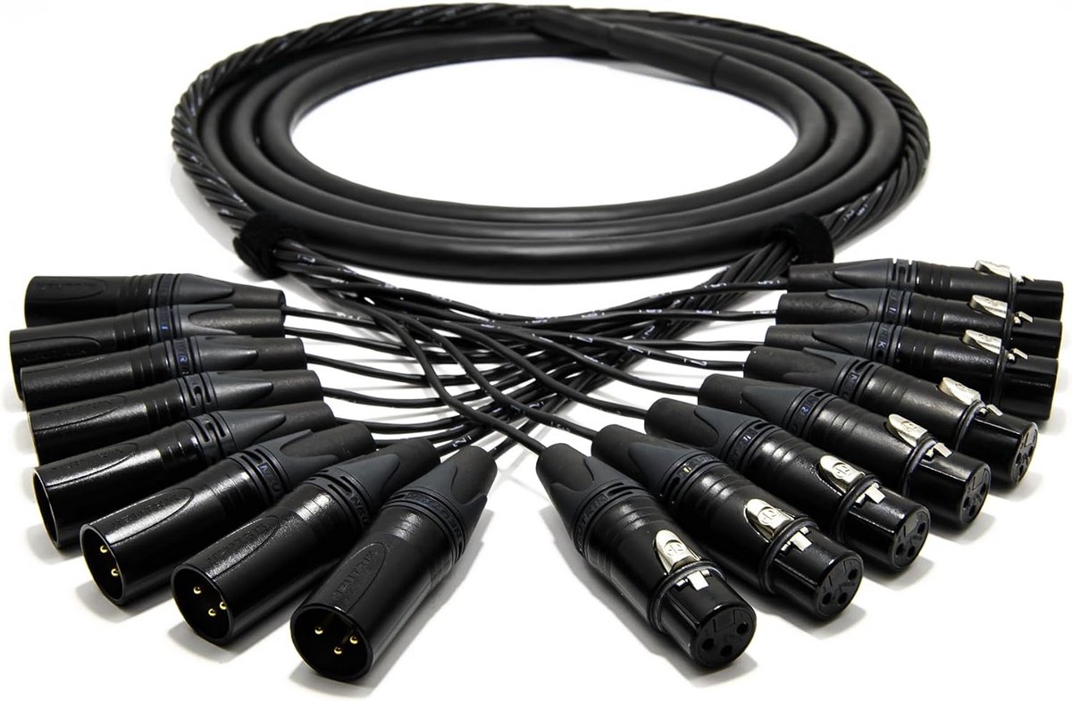 Multicore Analoge Kabel 8-aderig met Neutrik XLR Connectoren - 3 Meter