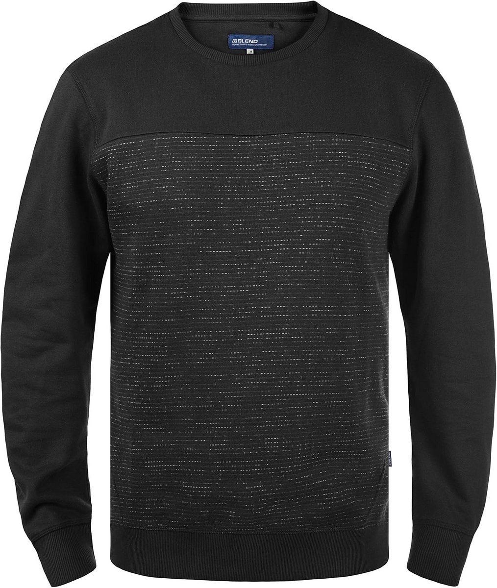 Heren Sweater Ronde Hals Zwart - Fleece Gevoerd en Comfortabel Katoen