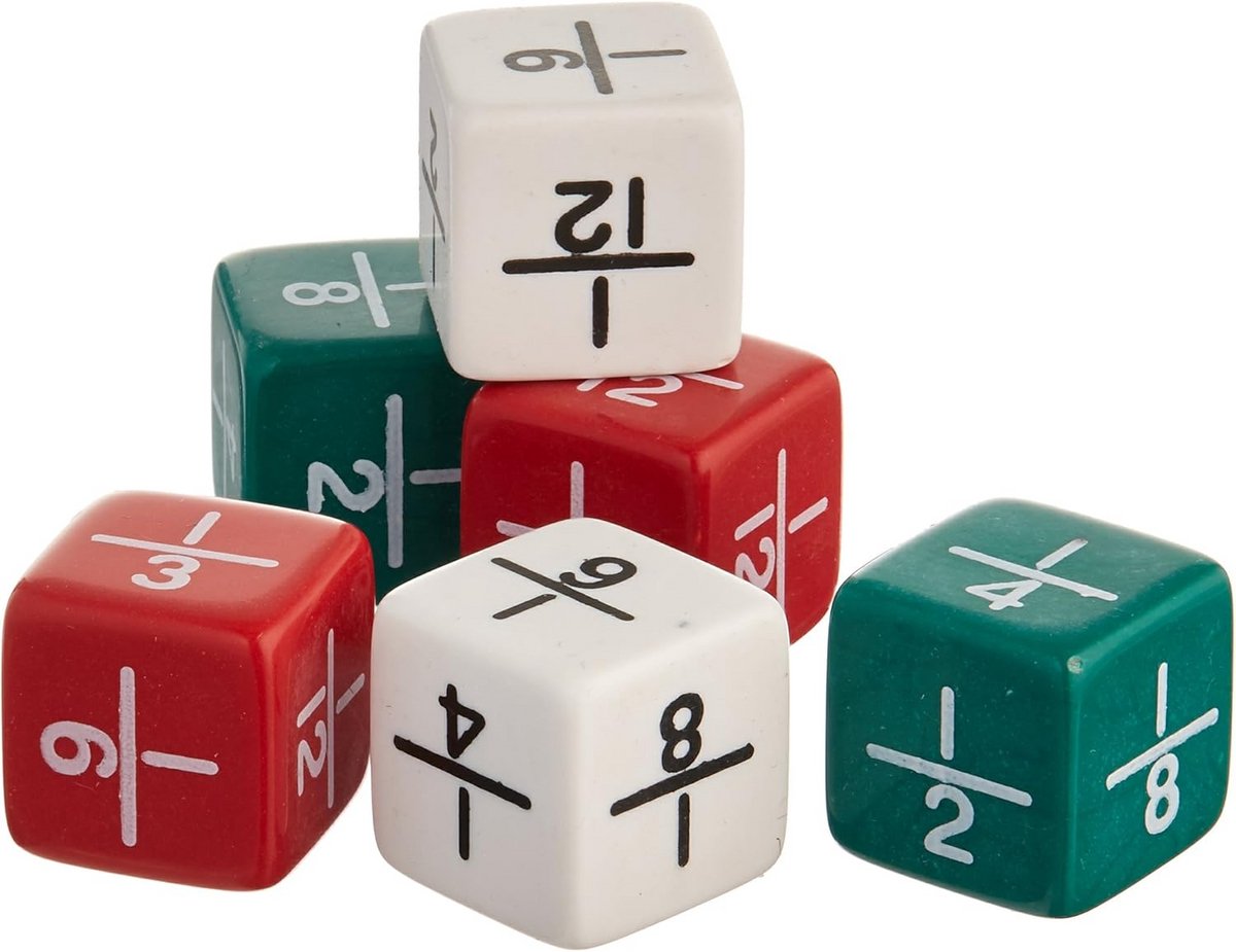 Set van 6 Breuken Dobbelstenen voor Educatief Spel en Rekenen