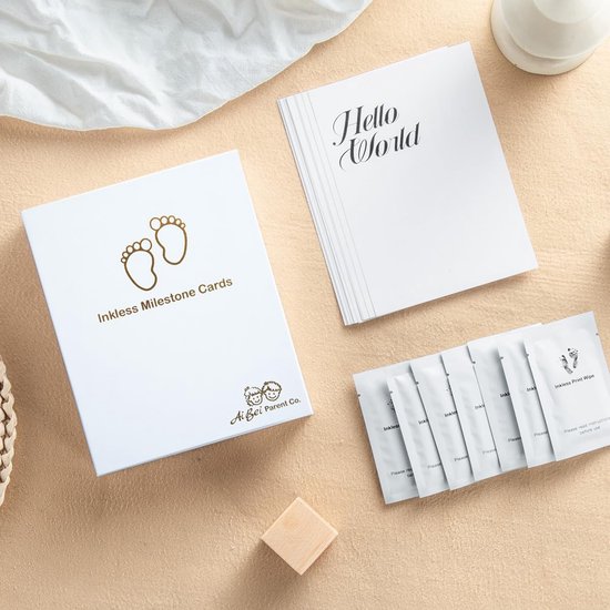 Mijlpaalkaarten Set voor Baby met Inktloze Afdrukkit - Maanden Kaartjes & Pootafdruk Set — afbeelding 5