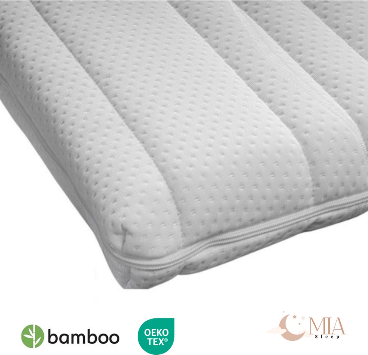 MIA Sleep Topper - Hotel Topdekmatras - 160x190 - Luxe Bamboo Tijk - Koudschuim HR45 - Bamboo Hybrid - circa 7 cm dik - Luxe Tijk Wit