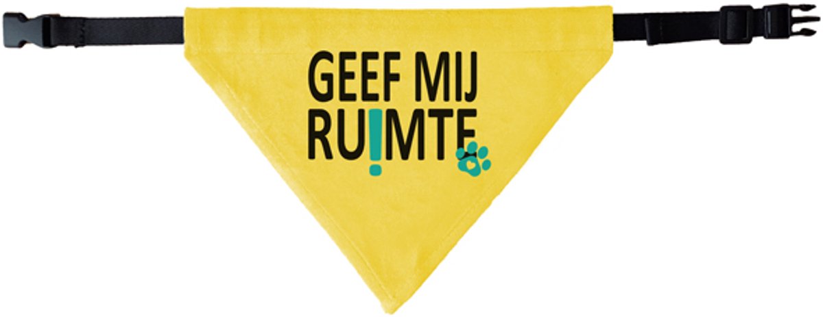 Gele halsband bandana - Geef mij ruimte. Een Gele honden bandana staat voor signalering en veiligheid en valt goed op!