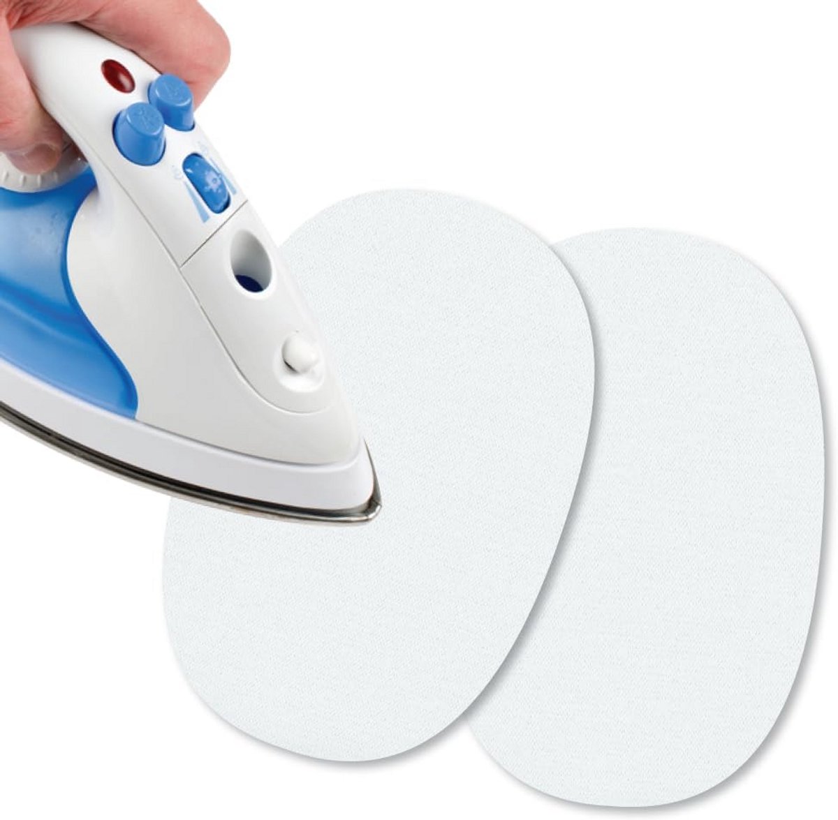 Set van 2 Strijkkleuren Jersey Patches voor Kledingreparatie, Wit
