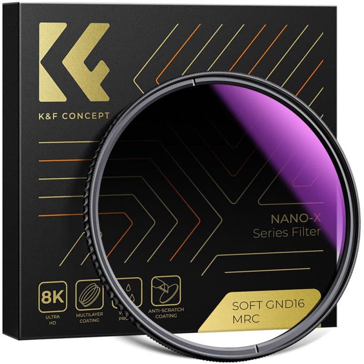 K&F Concept 77mm Nano-X MRC HD gradueel grijsfilter GND8 soft graduated ND8 filter