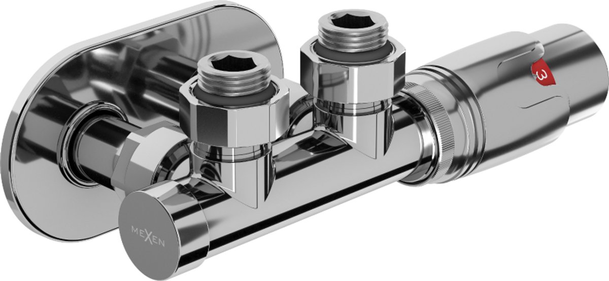 Mexen G00 thermostatisch hoekset met afdekkap R, Duplex, DN50, chroom - W907-900-905-01