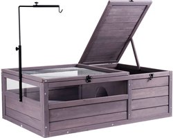 VEVOR Schildpaddenverblijf Schildpaddenhuis Terrarium Gemaakt van Hout 96,5x61x33cm, Grijs
