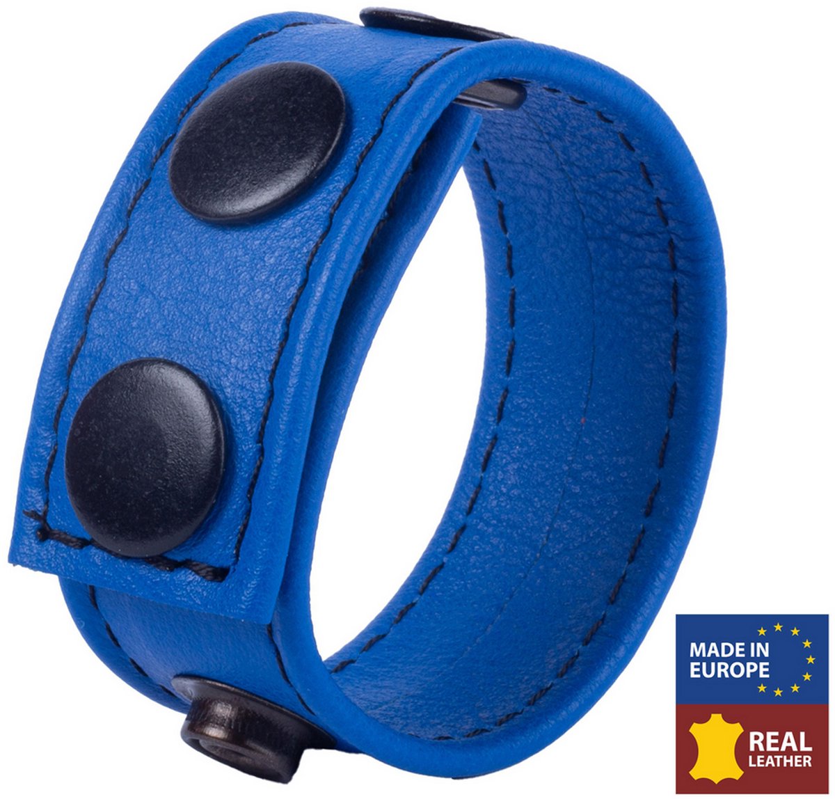 Red Leather - Cocky - Verstelbare Leren Cockring - Blauw