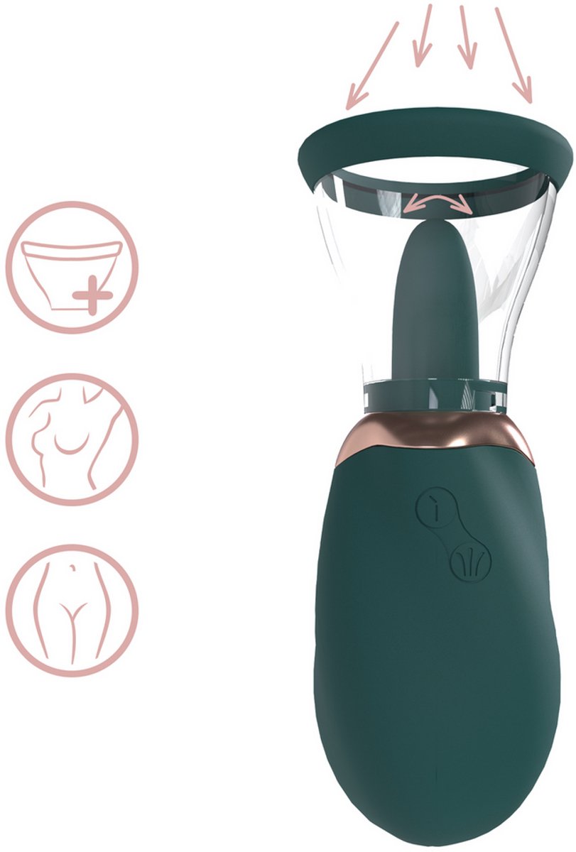Pumped by Shots Boost - Oplaadbare Vulva- en Borstpomp - Bosgroen pumps