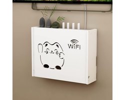 Opslagrekken Draadloze Router Opbergrek Wandgemonteerde Multimedia Afscherming Doos WiFi Set-top Box Rack Drijvend Rack,wit