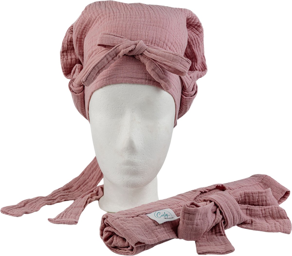 Mon'Que Curly Boost Hydro Snoozz nacht muts voor krullend haar roze L