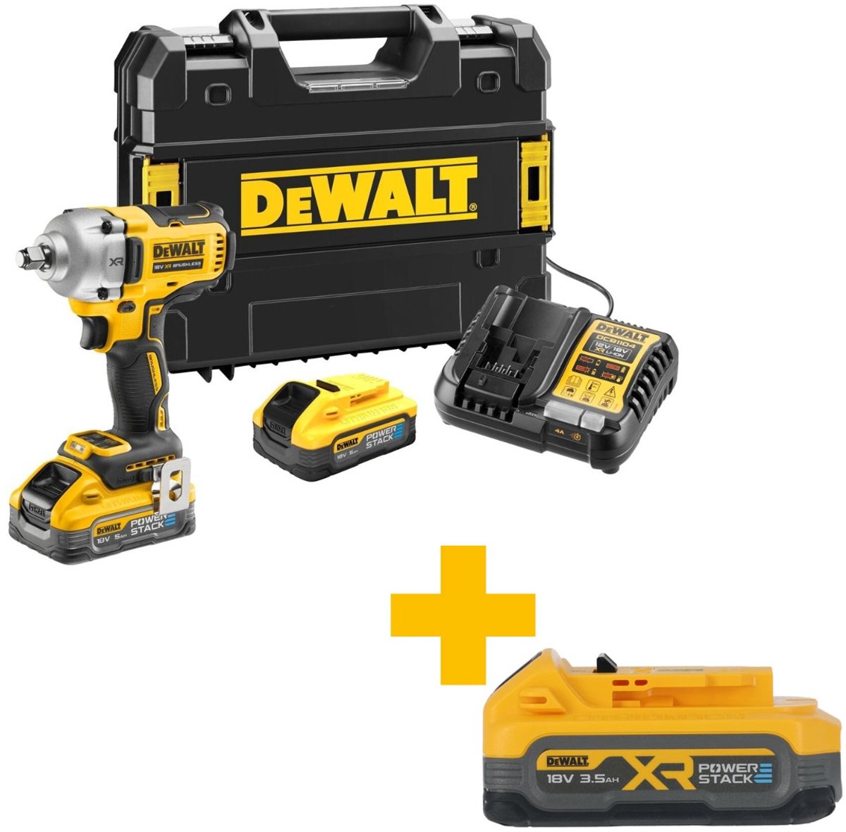DeWALT DCF891H2T Accu slagmoersleutel 812Nm 1/2 frictiering 18V XR POWERSTACK 5.0Ah in TSTAK