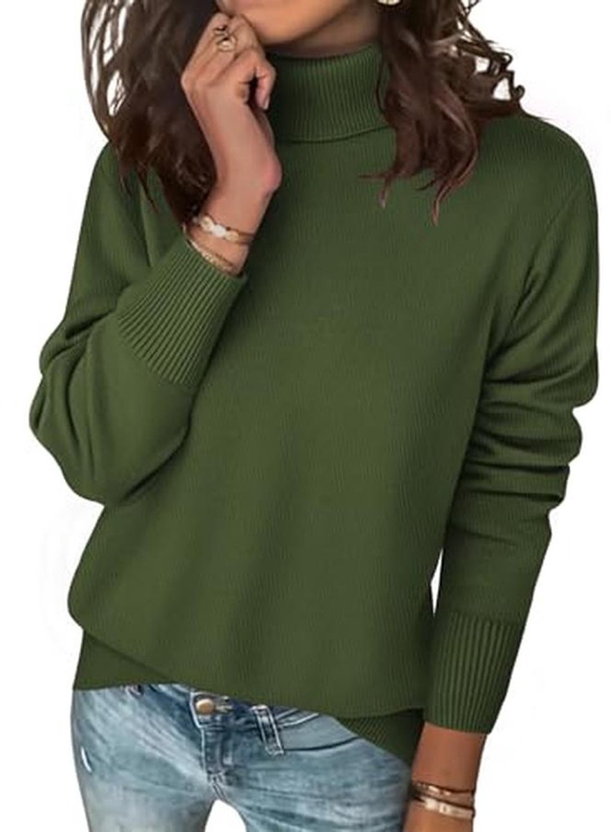 Elegante Dames Coltrui met Lange Mouwen - Casual Turtleneck Gebreide Trui voor Herfst en Winter