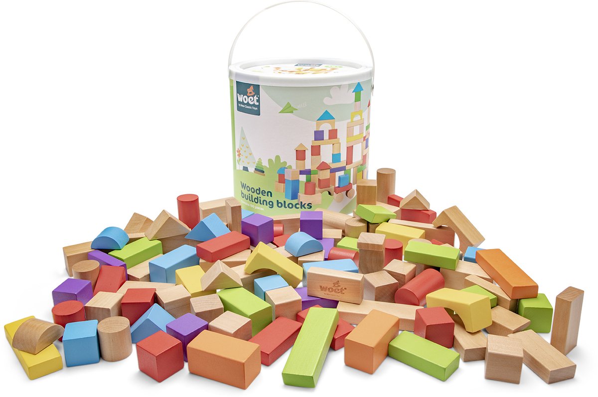 Woet® Houten Bouwblokken Set - 100-delige Blokkendoos - FSC - Educatief Speelgoed - Stimuleert Creativiteit - Vanaf 18 Maanden — afbeelding 7