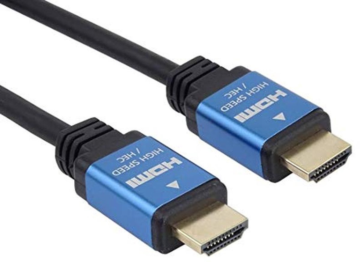 4K HDMI 2.0b kabel - UHD 4K @60Hz 2160p, vergulde metalen stekker, zwart en blauw, 0,5 m